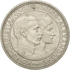 Dinamarca, Christian X, 2 Kroner, 1923, Copenhagen, EBC, Plata, KM:821