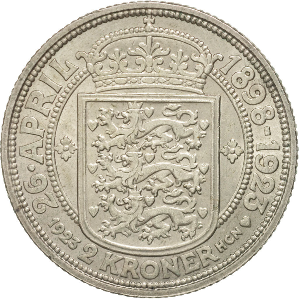 Denmark, Christian X, 2 Kroner, 1923, Copenhagen, AU(55-58), Silver, KM:821
