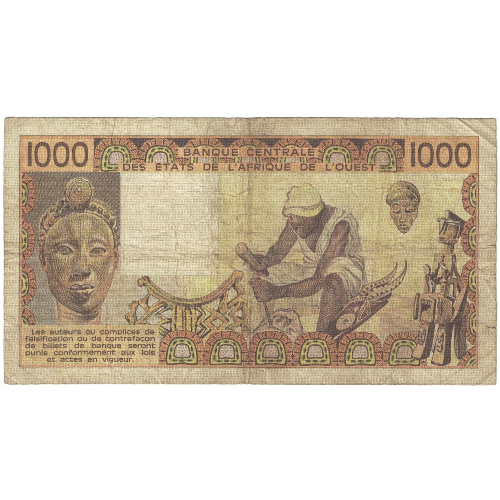 Banknote, West African States, 1000 Francs, 1981, KM:107Ab, VG(8-10)