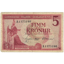 Banconote, Islanda, 5 Kronur, 1957, KM:37a, B+