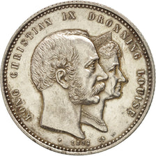Denmark, Christian IX, 2 Kroner, 1892, Copenhagen, AU(55-58), Silver, KM:800