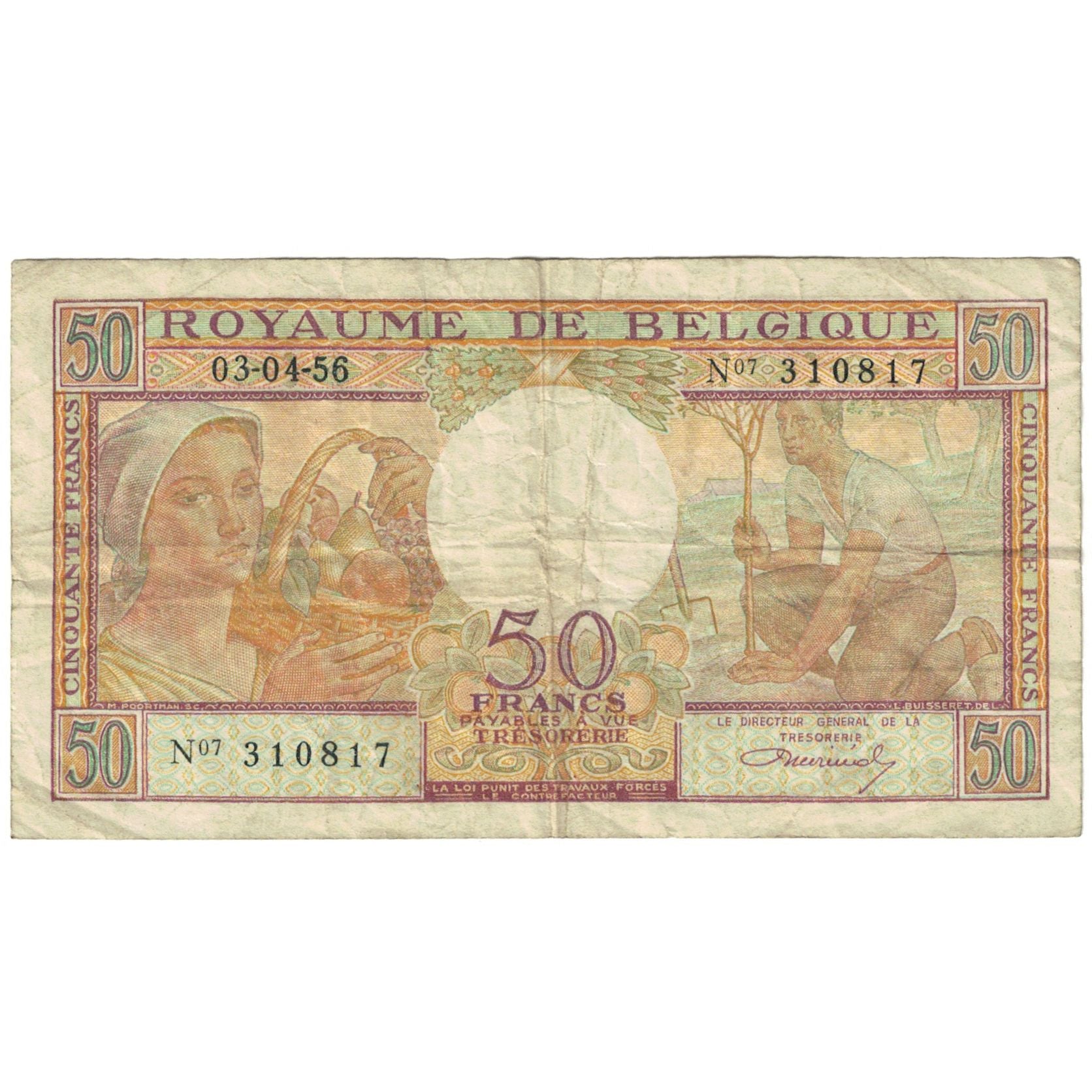 Banknote, Belgium, 50 Francs, 1948, 1948-06-01, KM:133a, F(12-15)
