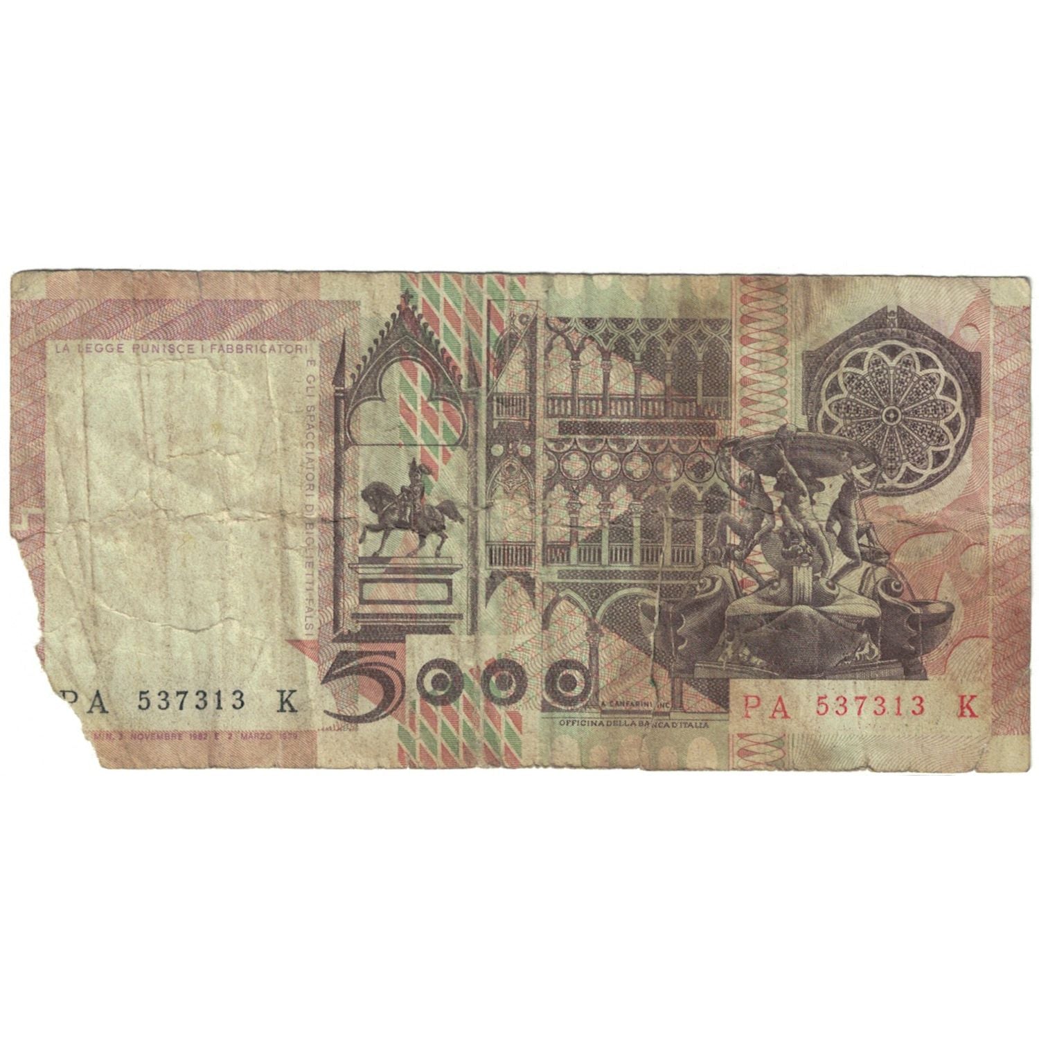 Billet, Italie, 5000 Lire, 1983, 1983-10-19, KM:105c, AB