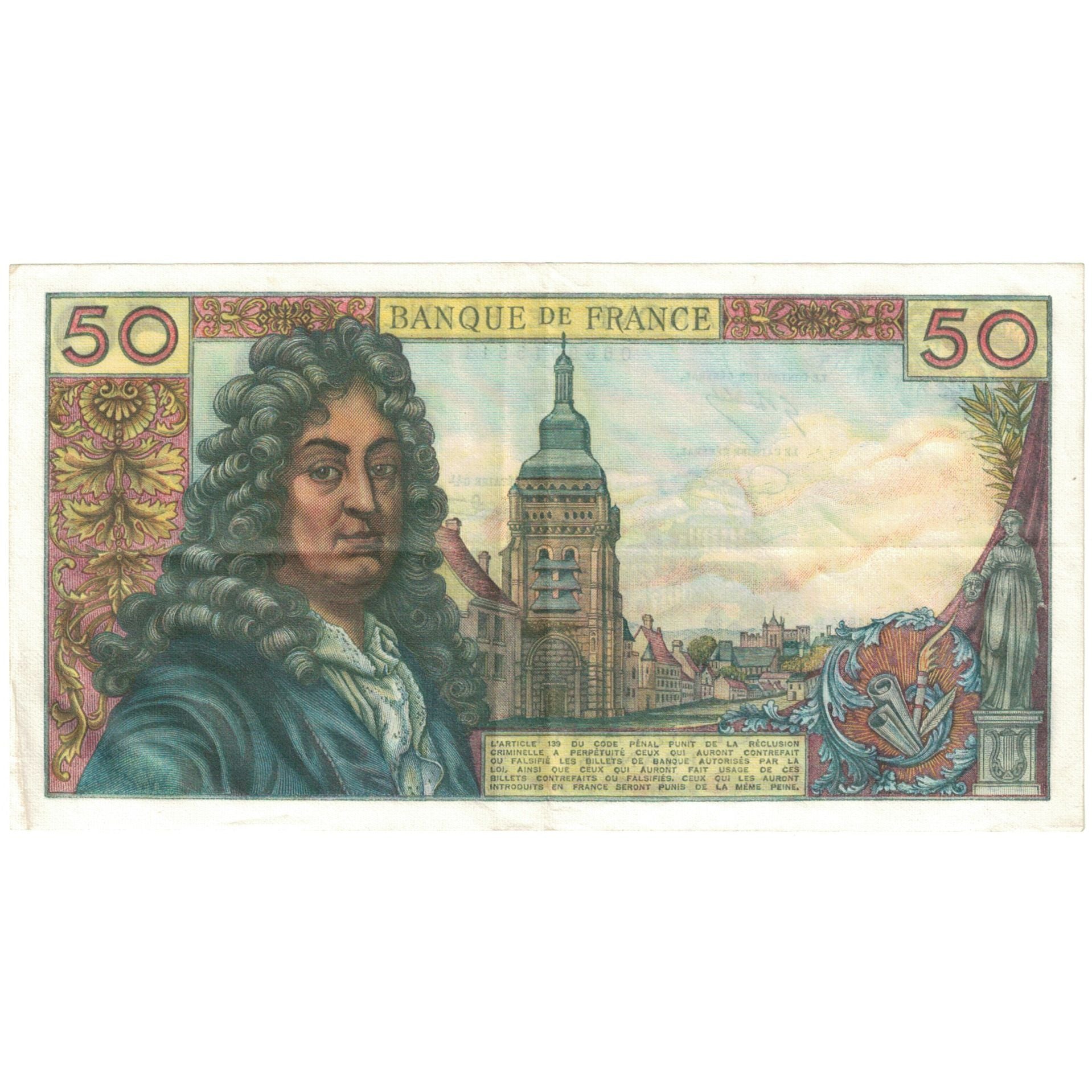 França, 50 Francs, Racine, 1975, W.276, EF(40-45), Fayette:64.30, KM:148e