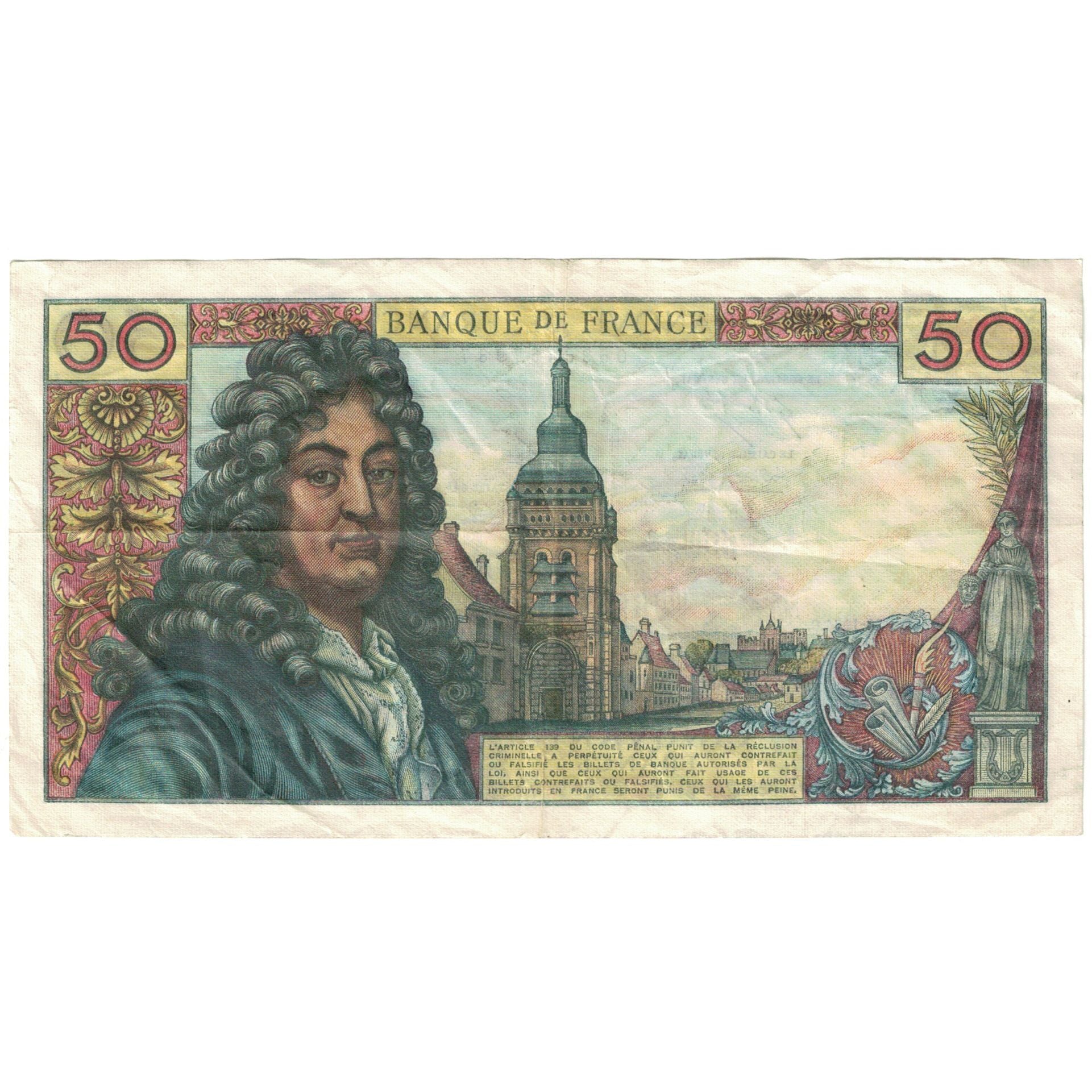 Francja, 50 Francs, Racine, 1974, P.255, EF(40-45), Fayette:64.28, KM:148d