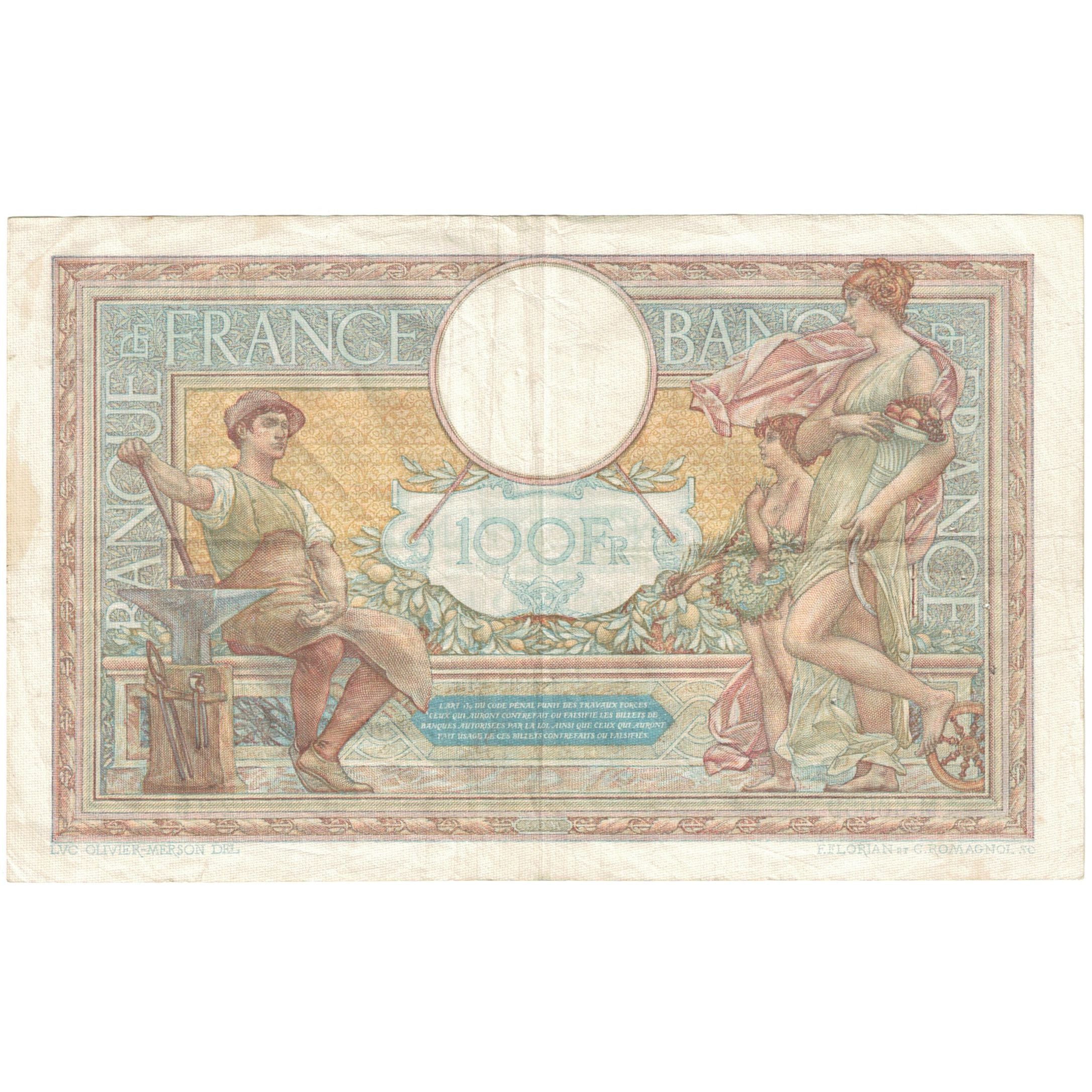 Frankreich, 100 Francs, Luc Olivier Merson, 1939, M.66059, SS, Fayette:25.46