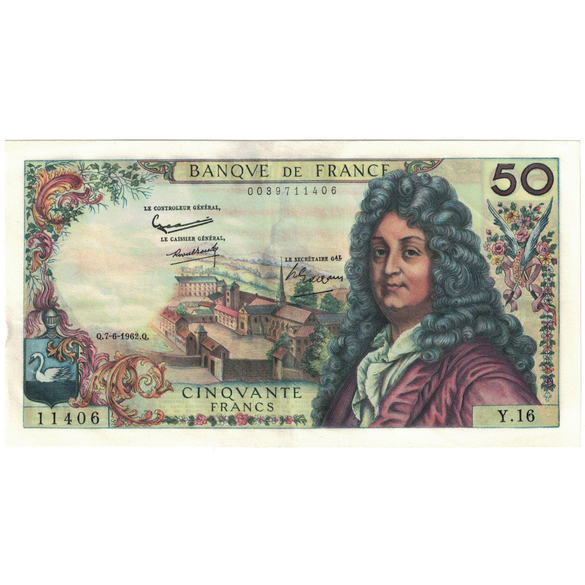 Francja, 50 Francs, Racine, 1962, Y.16, AU(55-58), Fayette:64.1, KM:148a