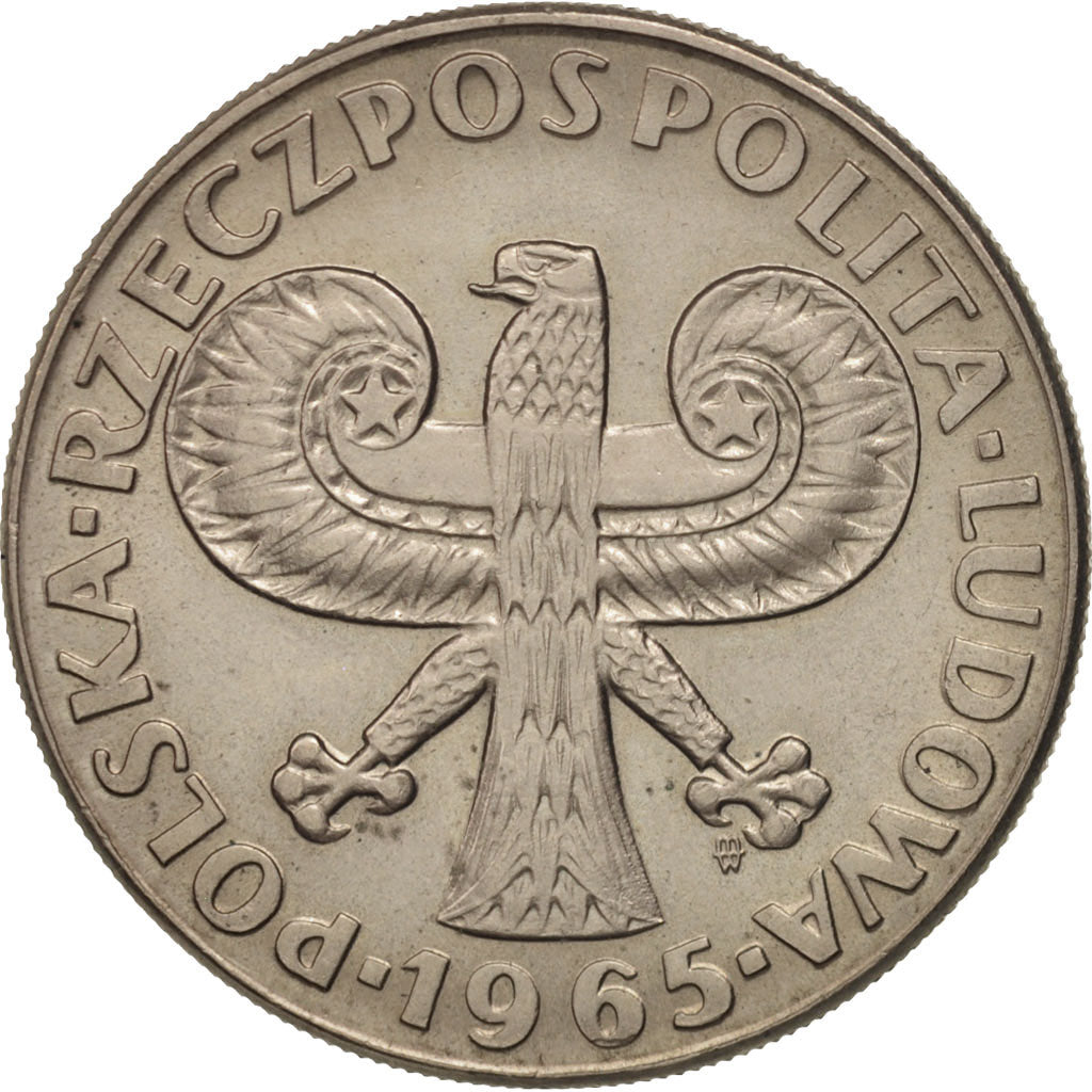 Poland, 10 Zlotych, 1965, Warsaw, AU(55-58), Copper-nickel, KM:55