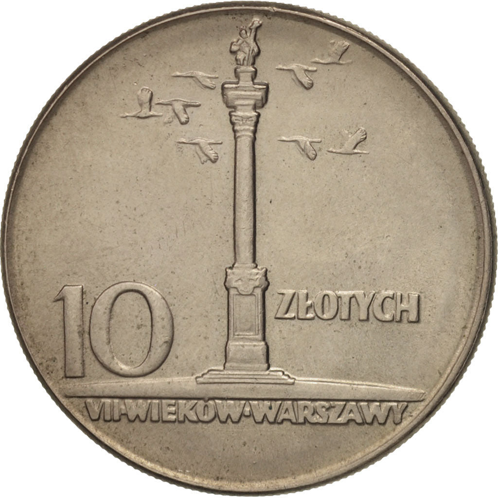 Poland, 10 Zlotych, 1965, Warsaw, AU(55-58), Copper-nickel, KM:55