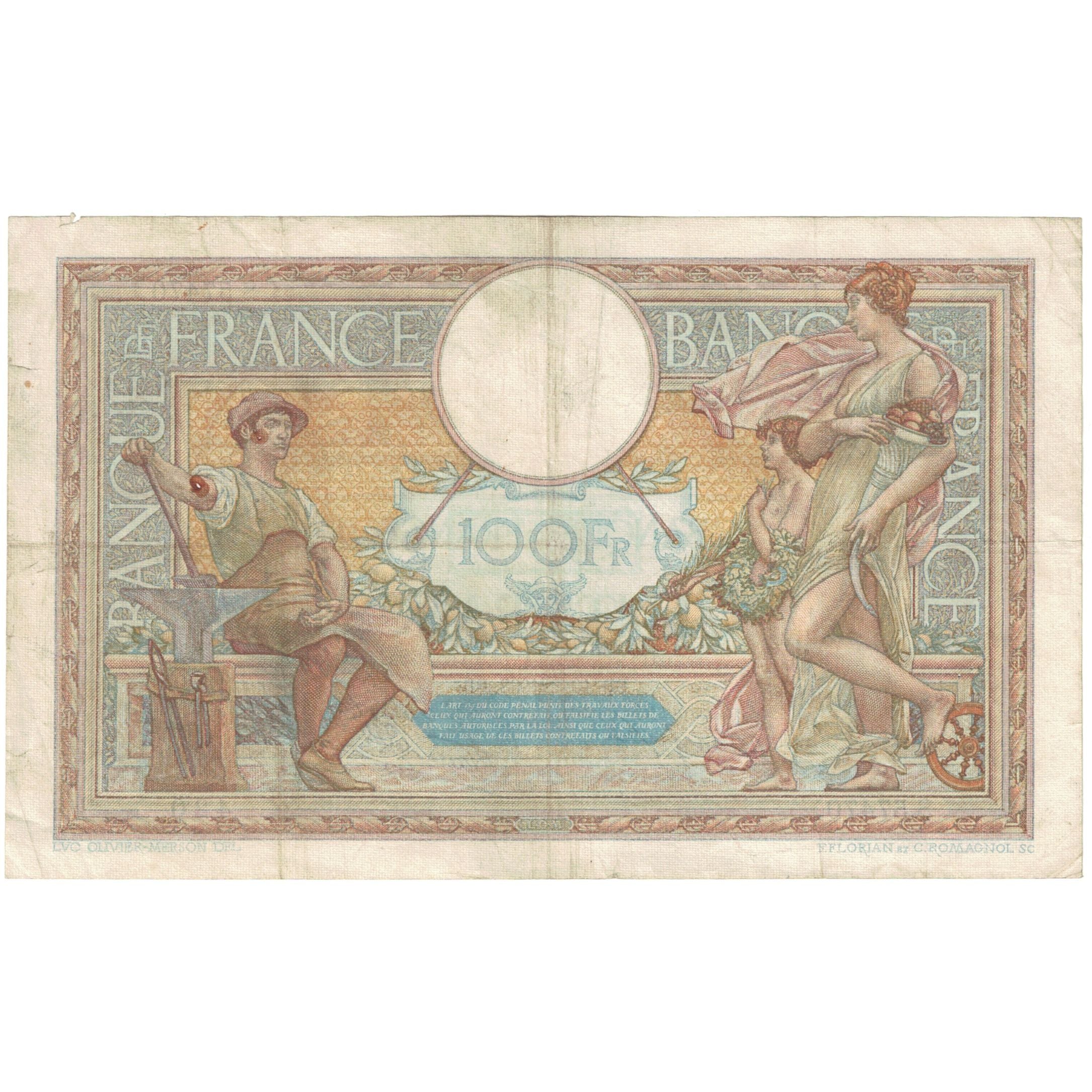 Francia, 100 Francs, Luc Olivier Merson, 1938, S.57470, BC, Fayette:25.10
