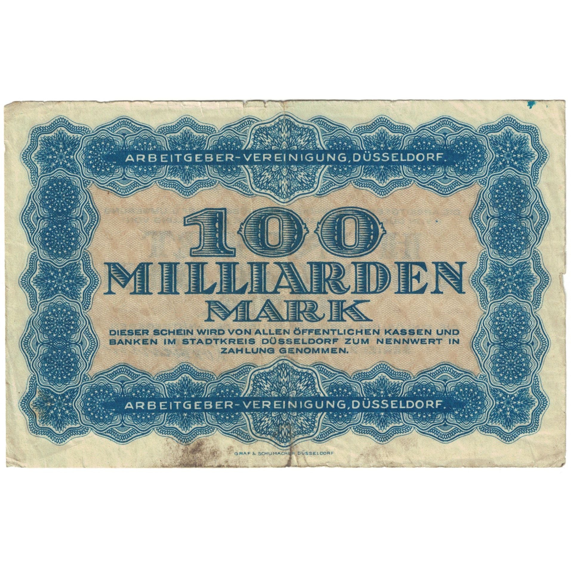 Geldschein, Deutschland, 100 Milliarden Mark, Texte, 1923, 1923-10-26, S
