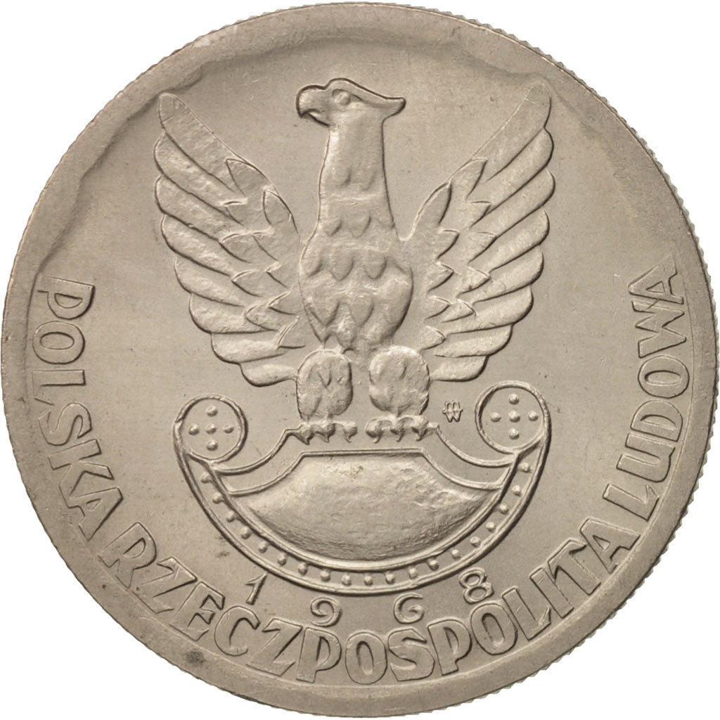 Poland, 10 Zlotych, 1968, Warsaw, AU(55-58), Copper-nickel, KM:60