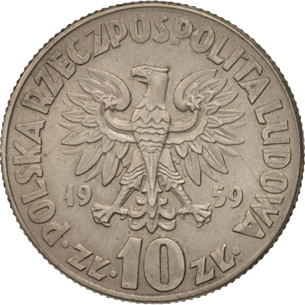 Polonia, 10 Zlotych, 1959, Warsaw, SPL-, Rame-nichel, KM:51