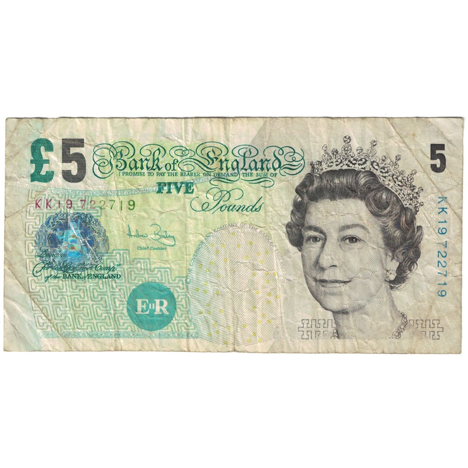 Geldschein, Großbritannien, 5 Pounds, KM:391c, S