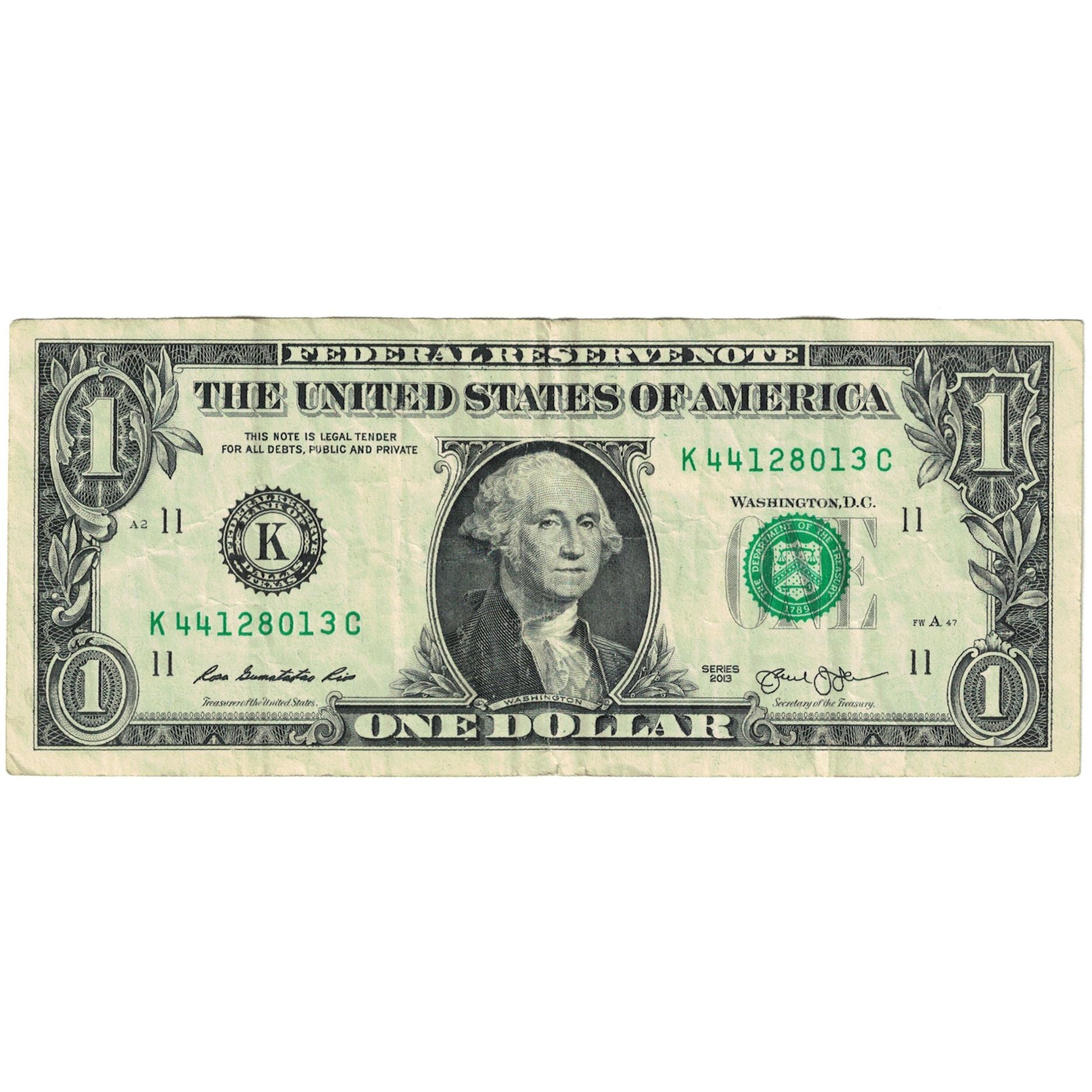 Billet, États-Unis, One Dollar, 2013, TB