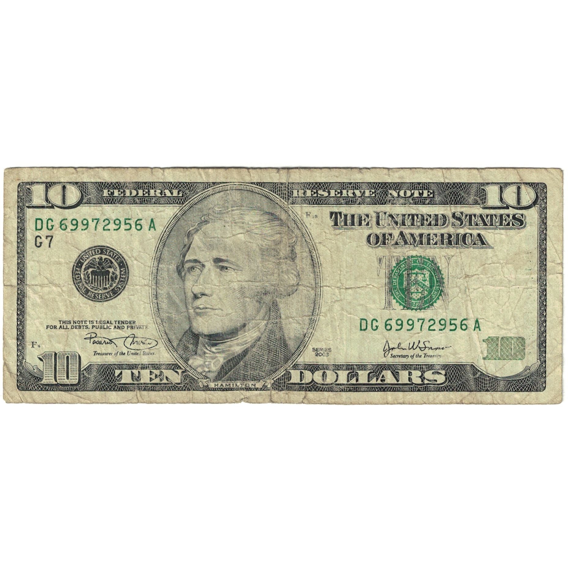Billete, 10 Dollars, 2003, Estados Unidos, BC