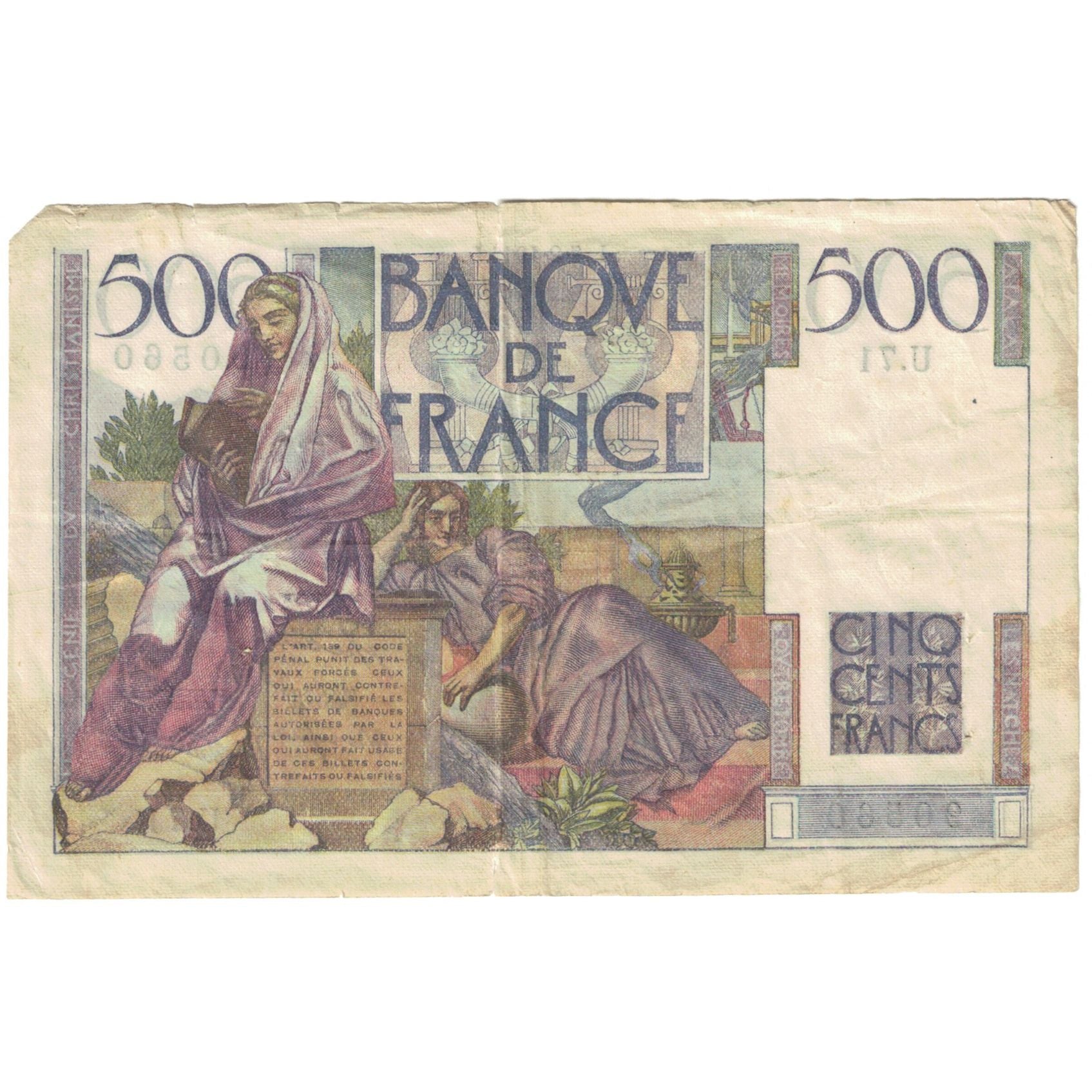 Frankrijk, 500 Francs, 1946, U.71, TB, Fayette:34.4, KM:129a