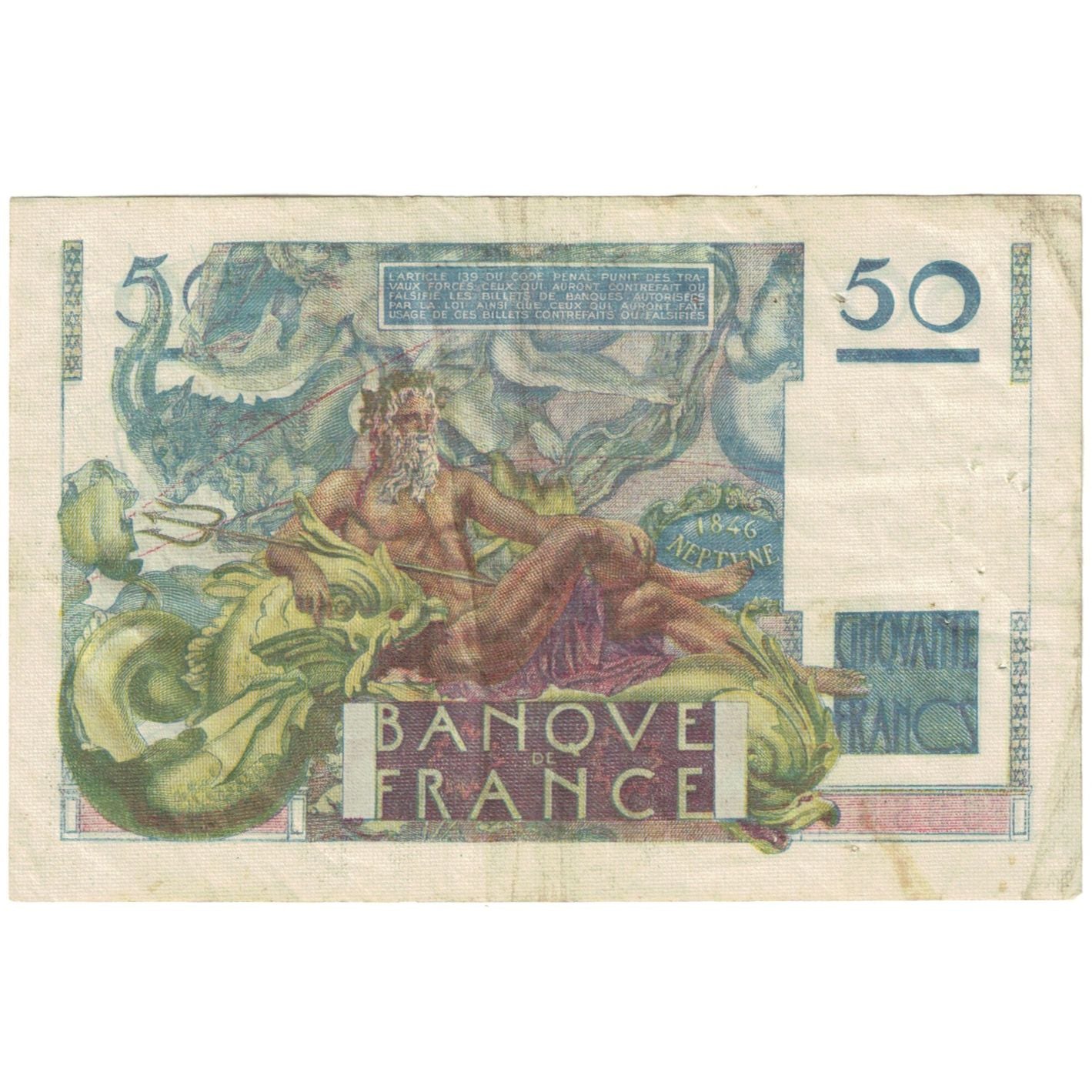 Francia, 50 Francs, 1946, D.144 01877, BC, Fayette:20.13, KM:127b