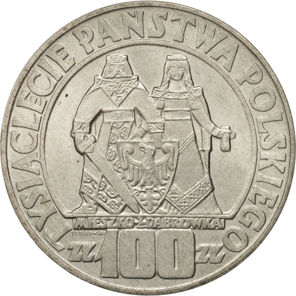 Poland, 100 Zlotych, 1966, Warsaw, AU(55-58), Silver, KM:57