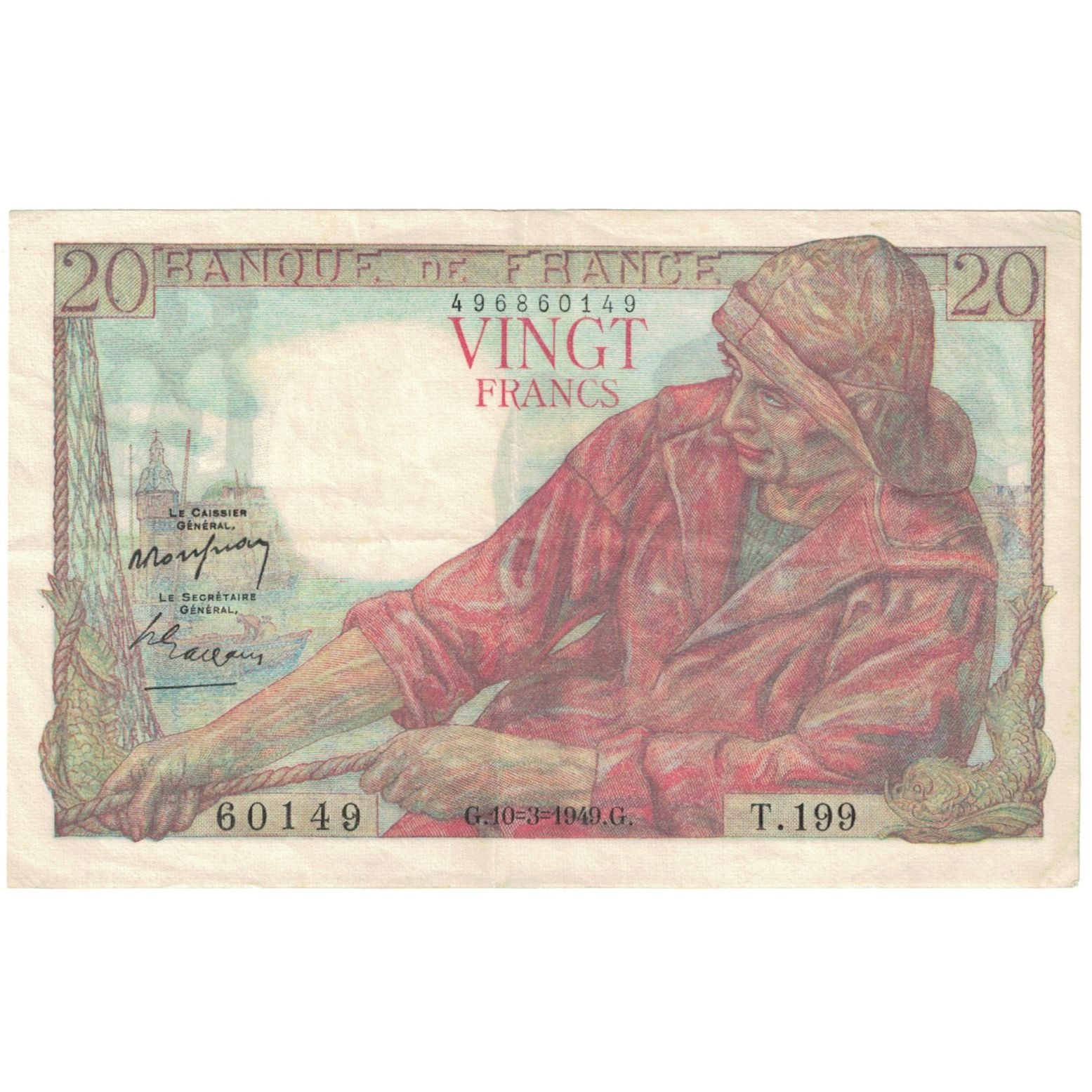 França, 20 Francs, 1949, T.199, AU(55-58), Fayette:13.14, KM:100c