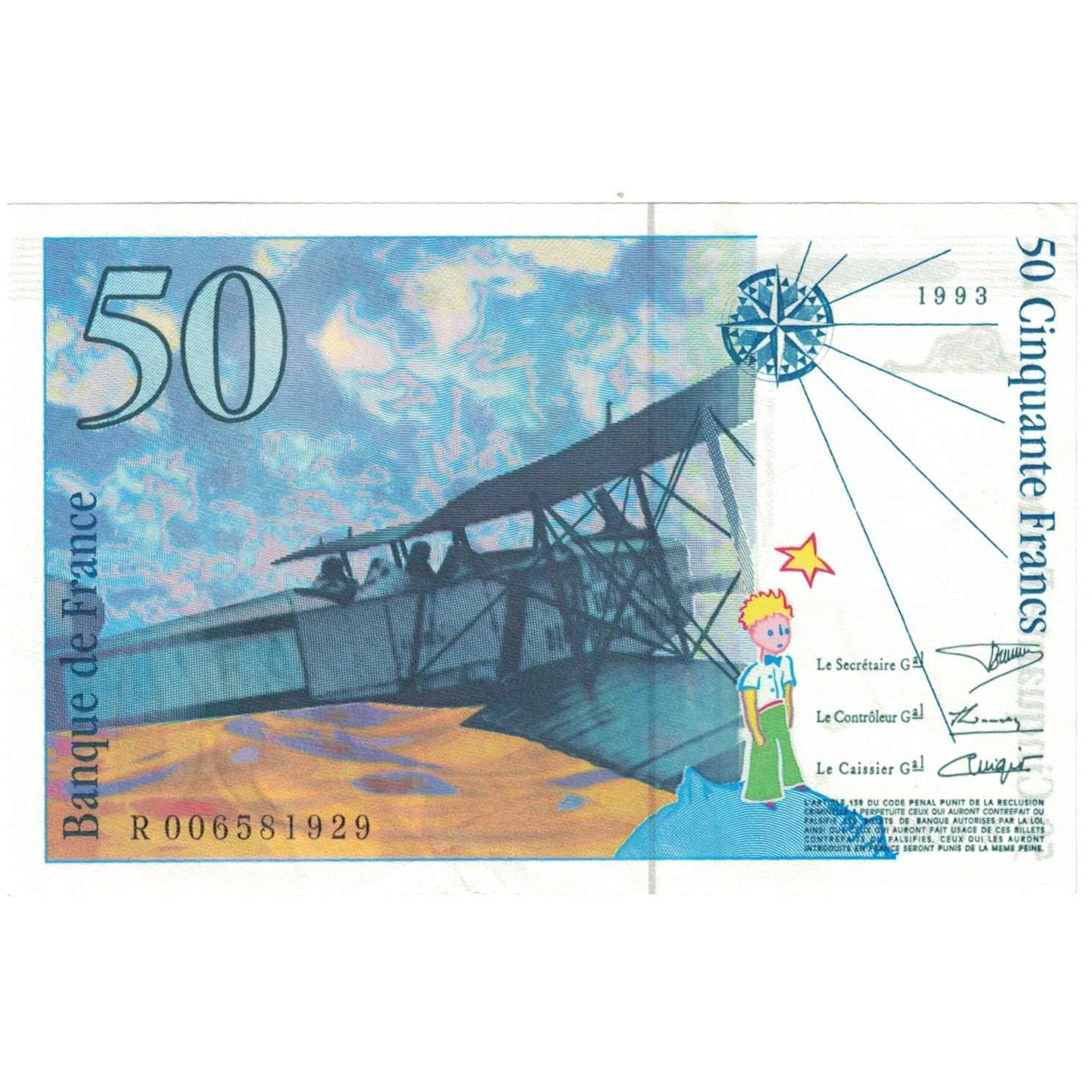 Frankreich, 50 Francs, St Exupéry, 1993, R006581929, UNZ, Fayette:F72.02