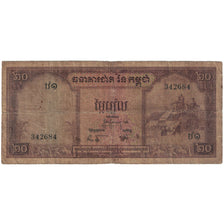 Banknote, Cambodia, 20 Riels, Undated (1956), KM:5a, VG(8-10)