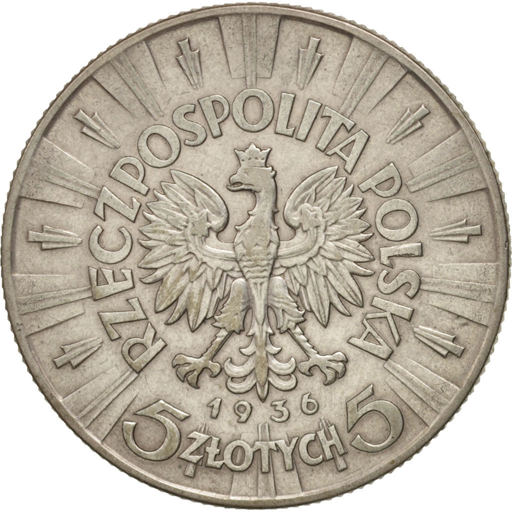 Poland, 5 Zlotych, 1936, Warsaw, EF(40-45), Silver, KM:28