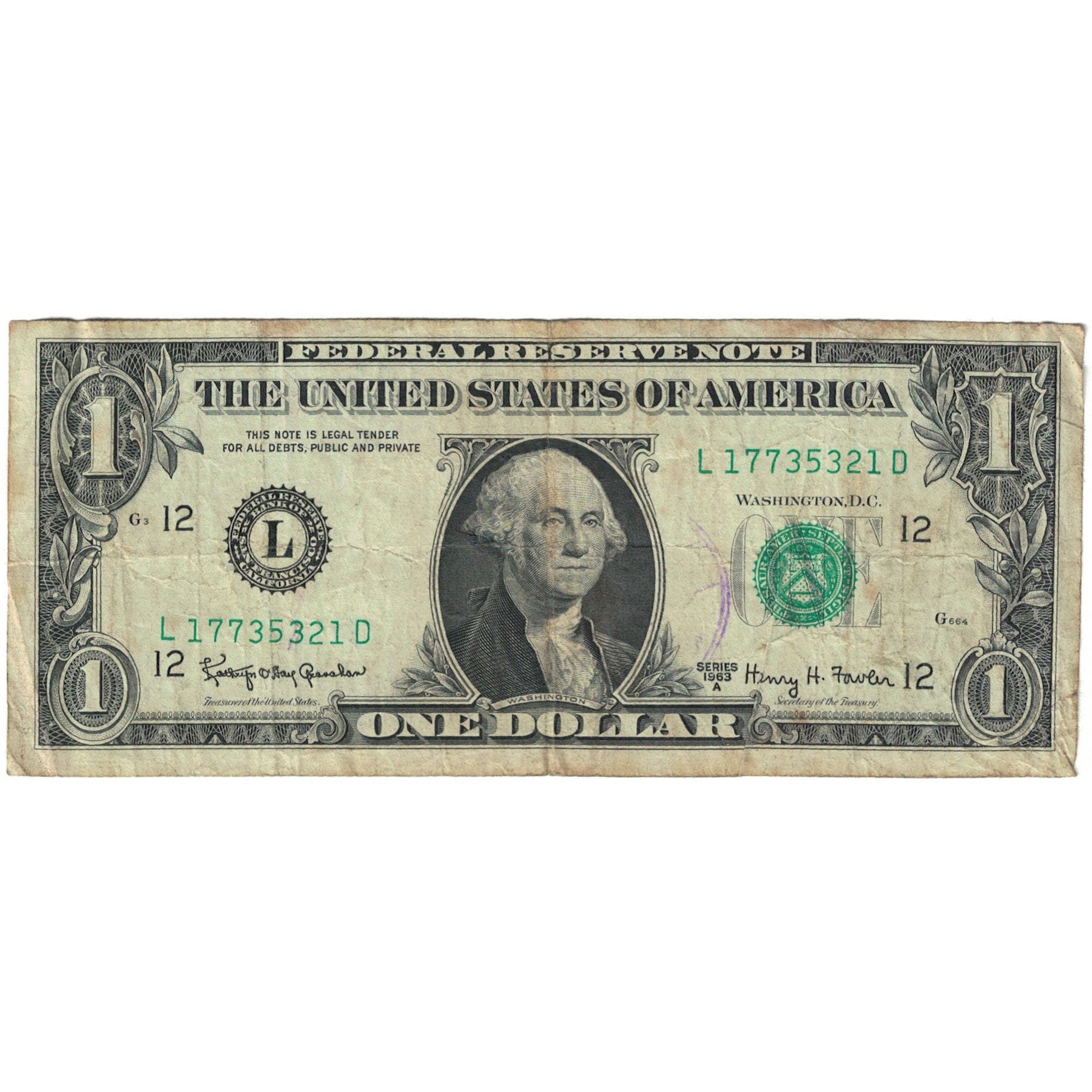 Billet, États-Unis, One Dollar, 1963, KM:1500, TB