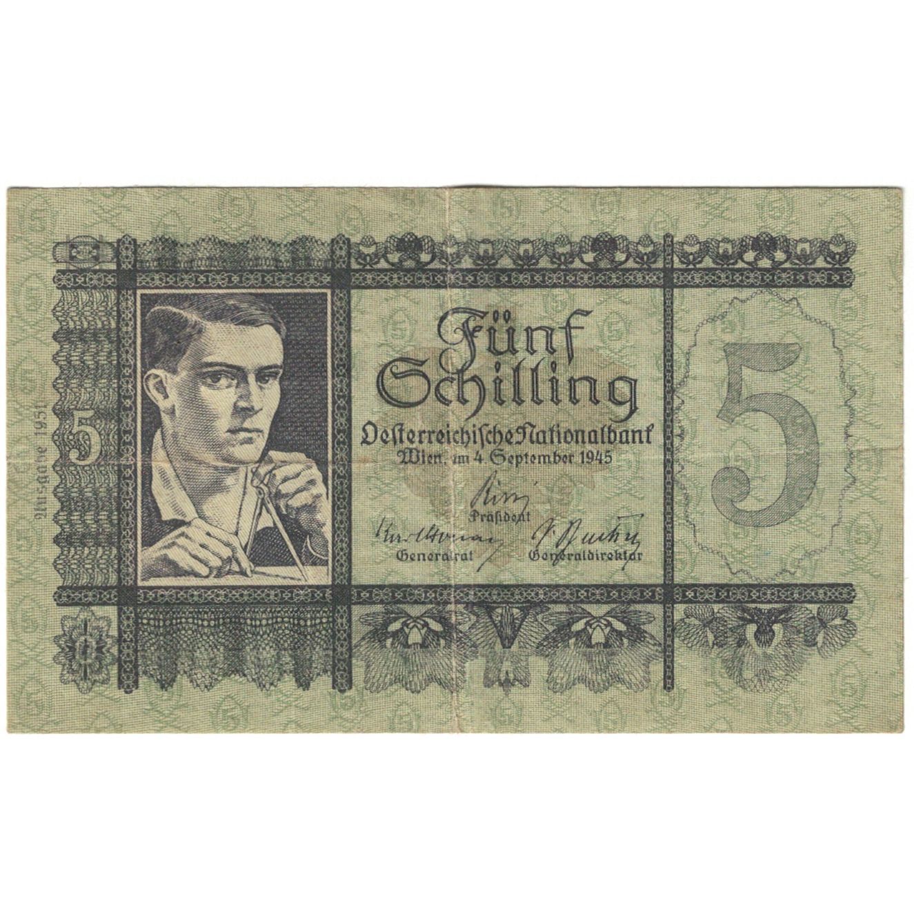 Geldschein, Österreich, 5 Schilling, 1945-09-04, KM:121, S
