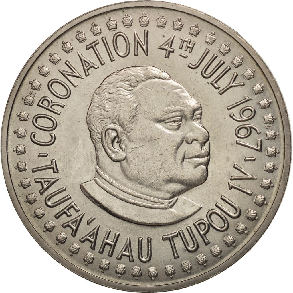 Tonga, King Taufa'ahau Tupou IV, 2 Pa'anga, 1967, EF(40-45), Copper-nickel