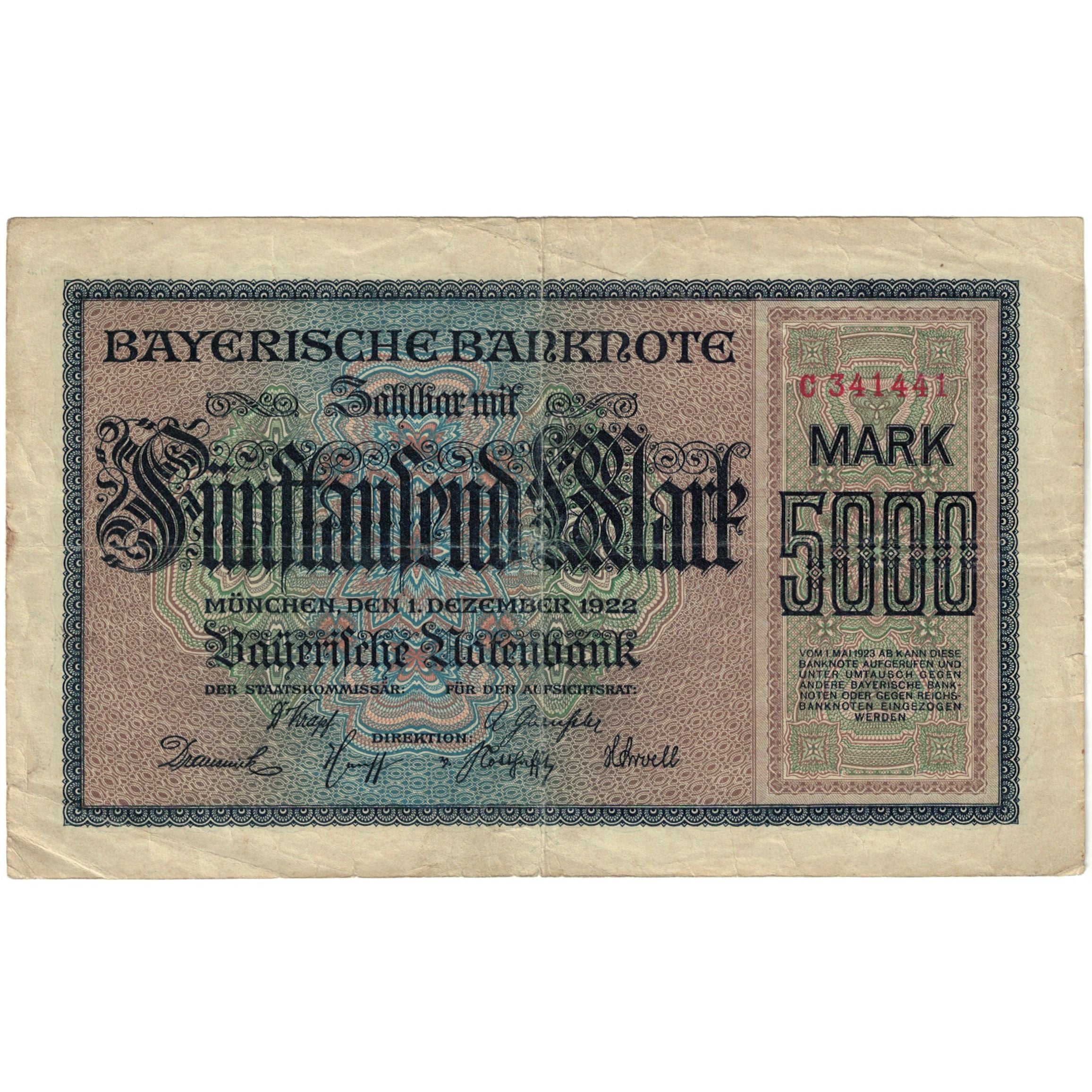 Banknote, German States, 5000 Mark, Texte, 1922, 1922-12-01, KM:S925, EF(40-45)