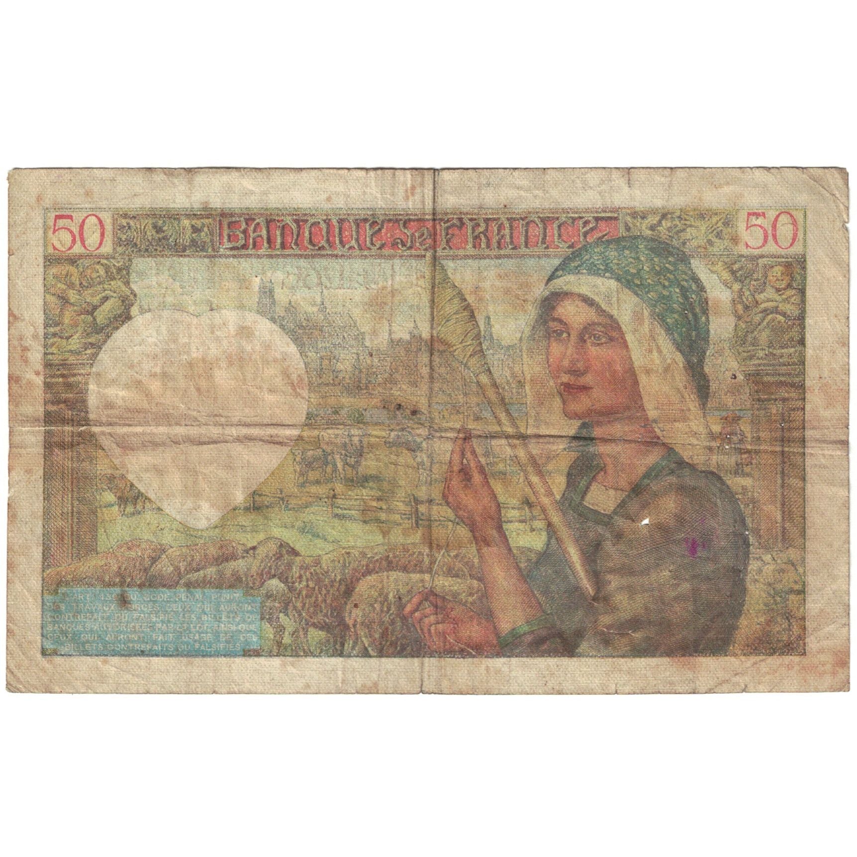 Francja, 50 Francs, Jacques Coeur, 1941, C.86, VG(8-10), Fayette:19.11, KM:93