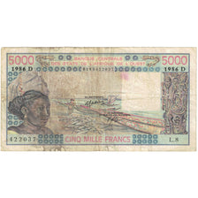 Banknote, West African States, 5000 Francs, 1986, KM:108Ao, VF(20-25)