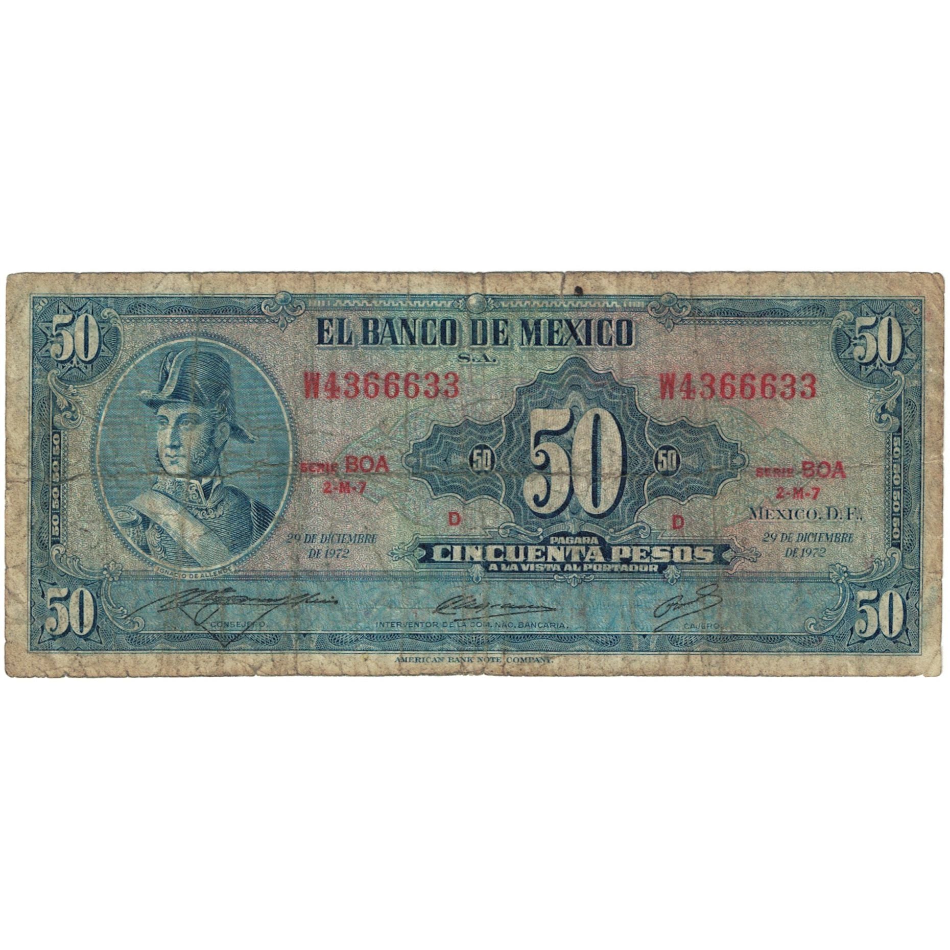 Billete, 50 Pesos, 1972, México, 1972-12-29, KM:49u, BC