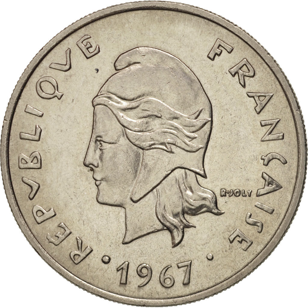 New Hebrides, 20 Francs, 1967, Paris, AU(55-58), Nickel, KM:3.1