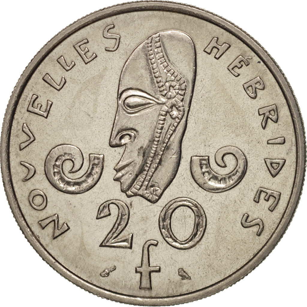 New Hebrides, 20 Francs, 1967, Paris, AU(55-58), Nickel, KM:3.1