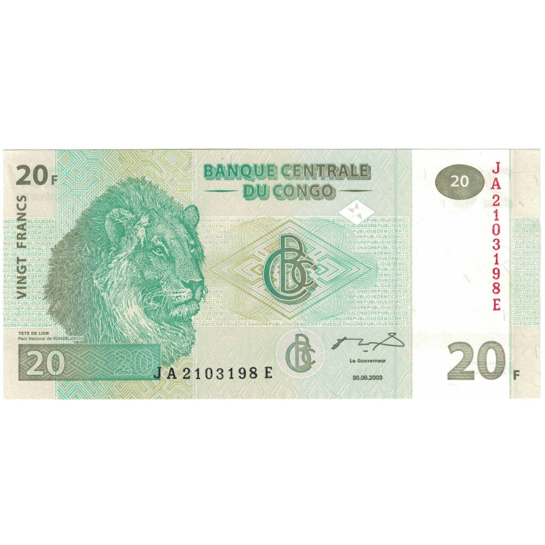 Banknote, Congo Republic, 20 Francs, 2003, 2003-06-30, UNC(65-70)