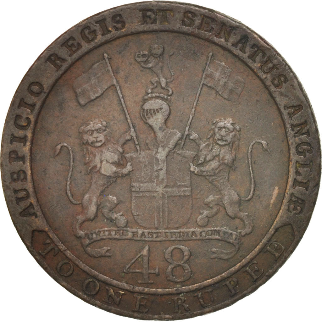 INDIA-BRITISH, MADRAS PRESIDENCY, 1/48 Rupee, Dub, 1797, EF(40-45), Copper
