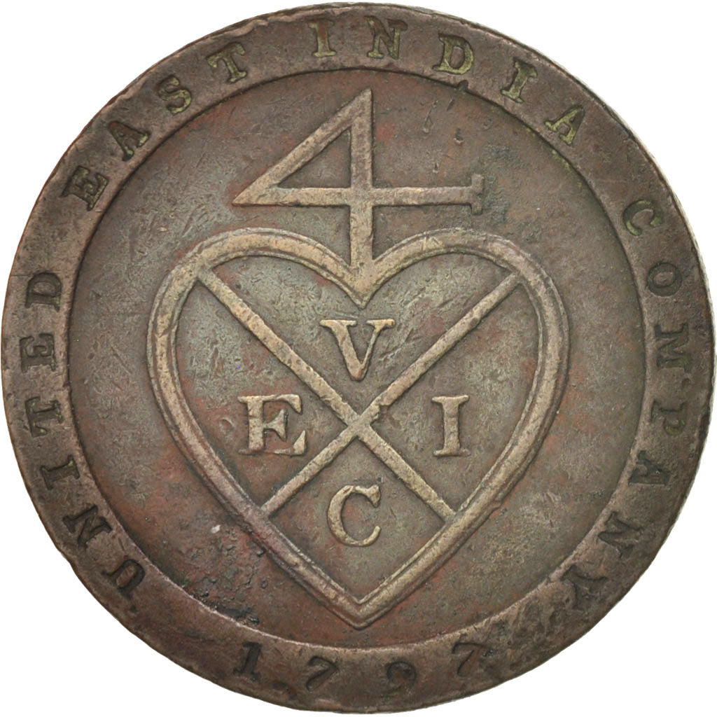 INDIA-BRITISH, MADRAS PRESIDENCY, 1/48 Rupee, Dub, 1797, EF(40-45), Copper