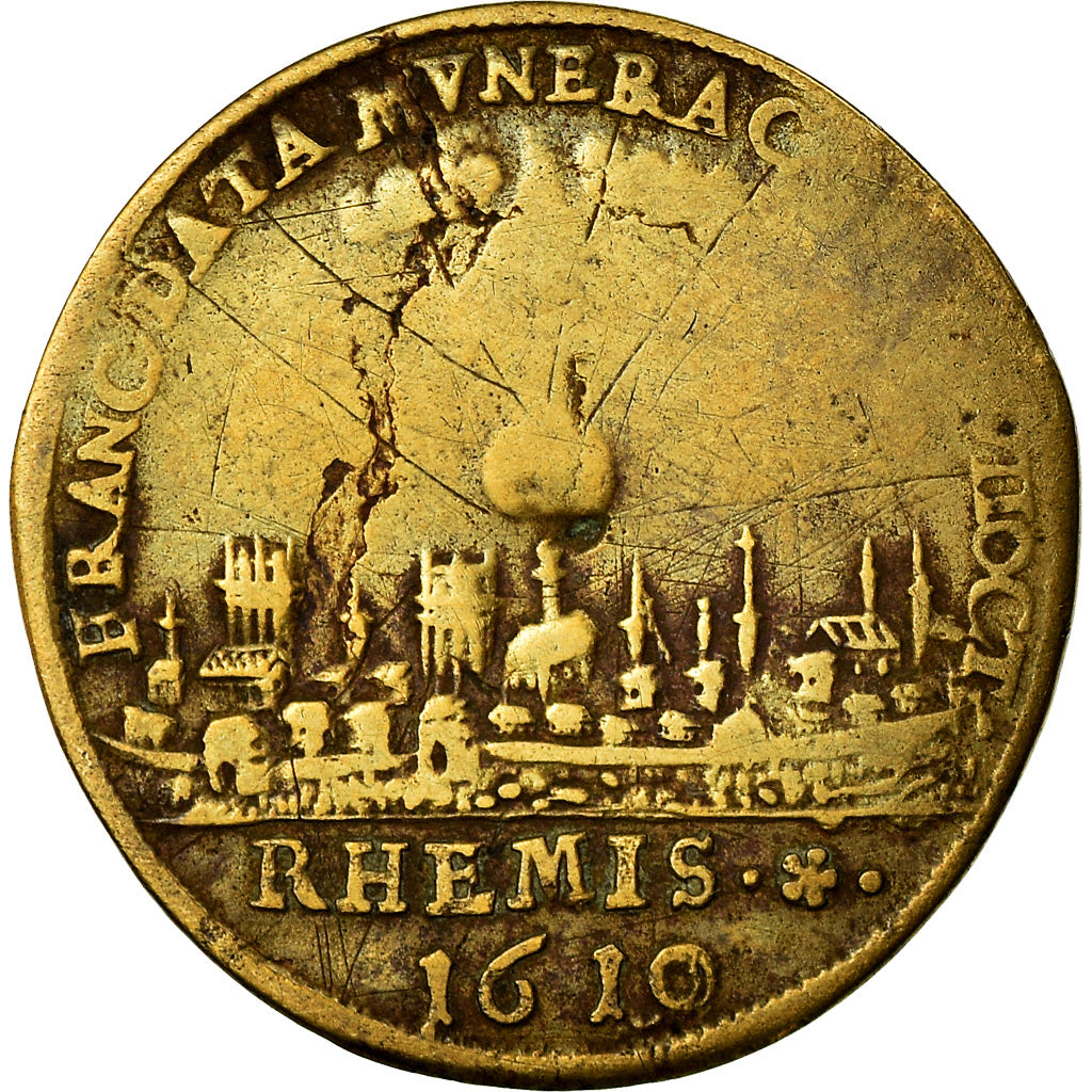 France, Token, Louis XIII, Sacre à Reims, History, 1610, VG(8-10), Brass