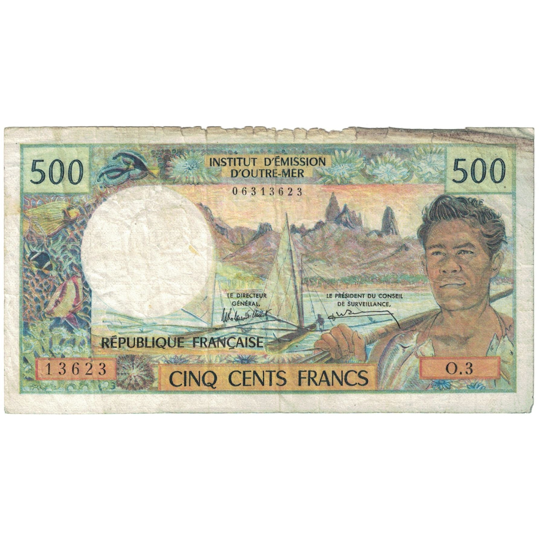 Banknote, Tahiti, 500 Francs, Undated (1985), KM:25d, VG(8-10)