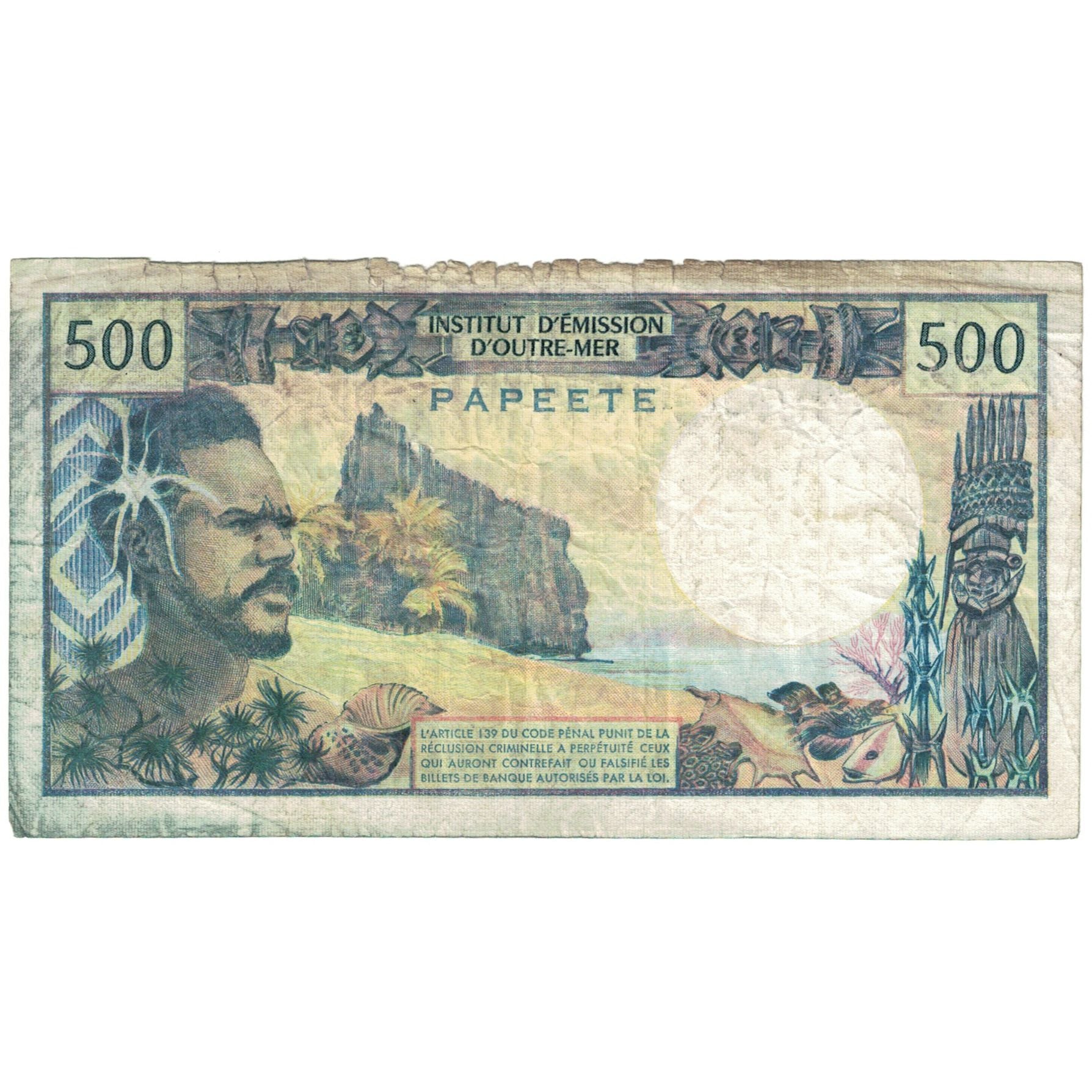 Banknote, Tahiti, 500 Francs, Undated (1985), KM:25d, VG(8-10)