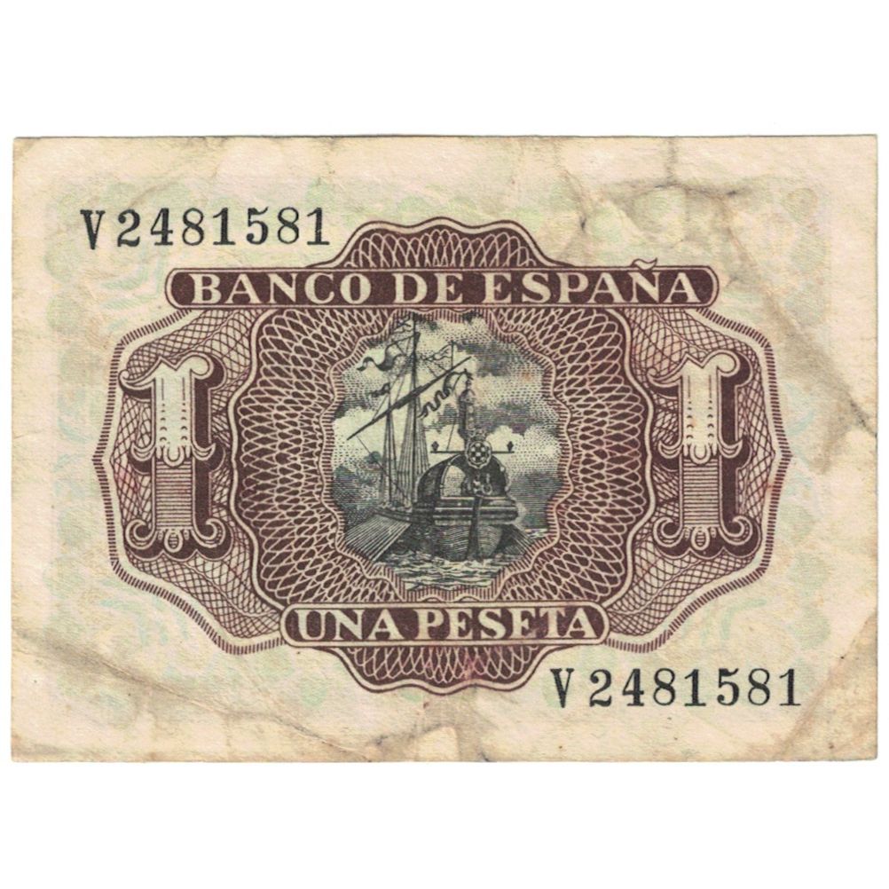 Banknote, Spain, 1 Peseta, 1953-07-22, KM:144a, VG(8-10)