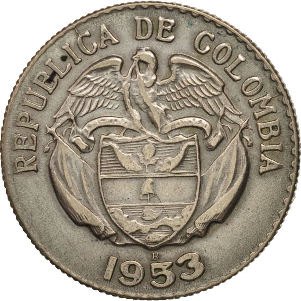 Colombia, 20 Centavos, 1953, EF(40-45), Silver, KM:213