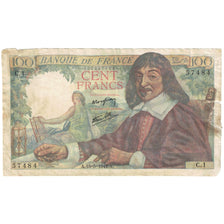 France, 100 Francs, Descartes, 1942, C.1, B, Fayette:27.01, KM:101a