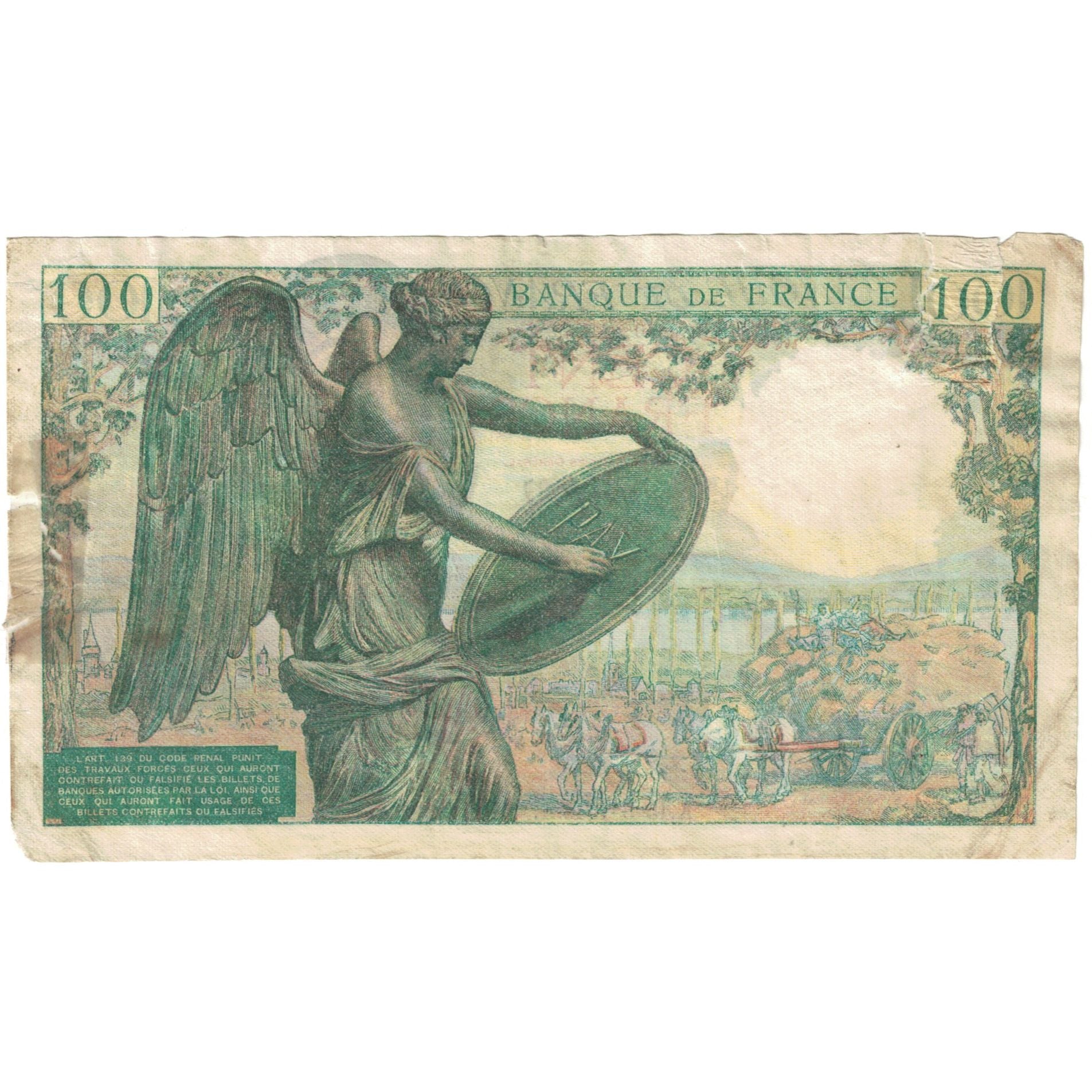 France, 100 Francs, Descartes, 1942, C.1, B, Fayette:27.01, KM:101a