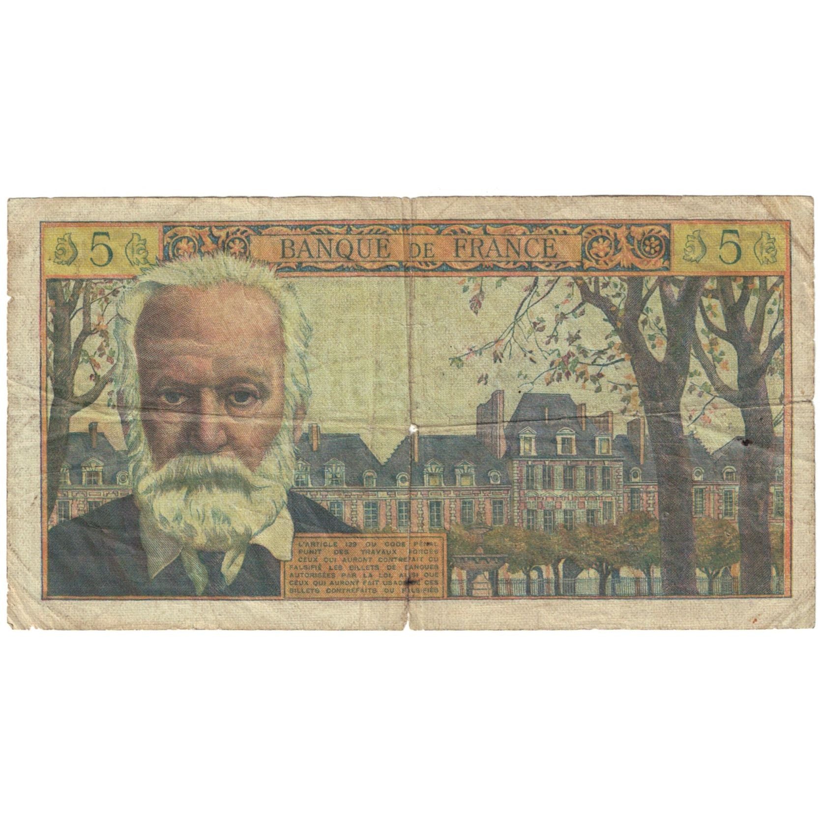 Frankreich, 5 Nouveaux Francs, Victor Hugo, 1962, Y.74, SGE, Fayette:56.10
