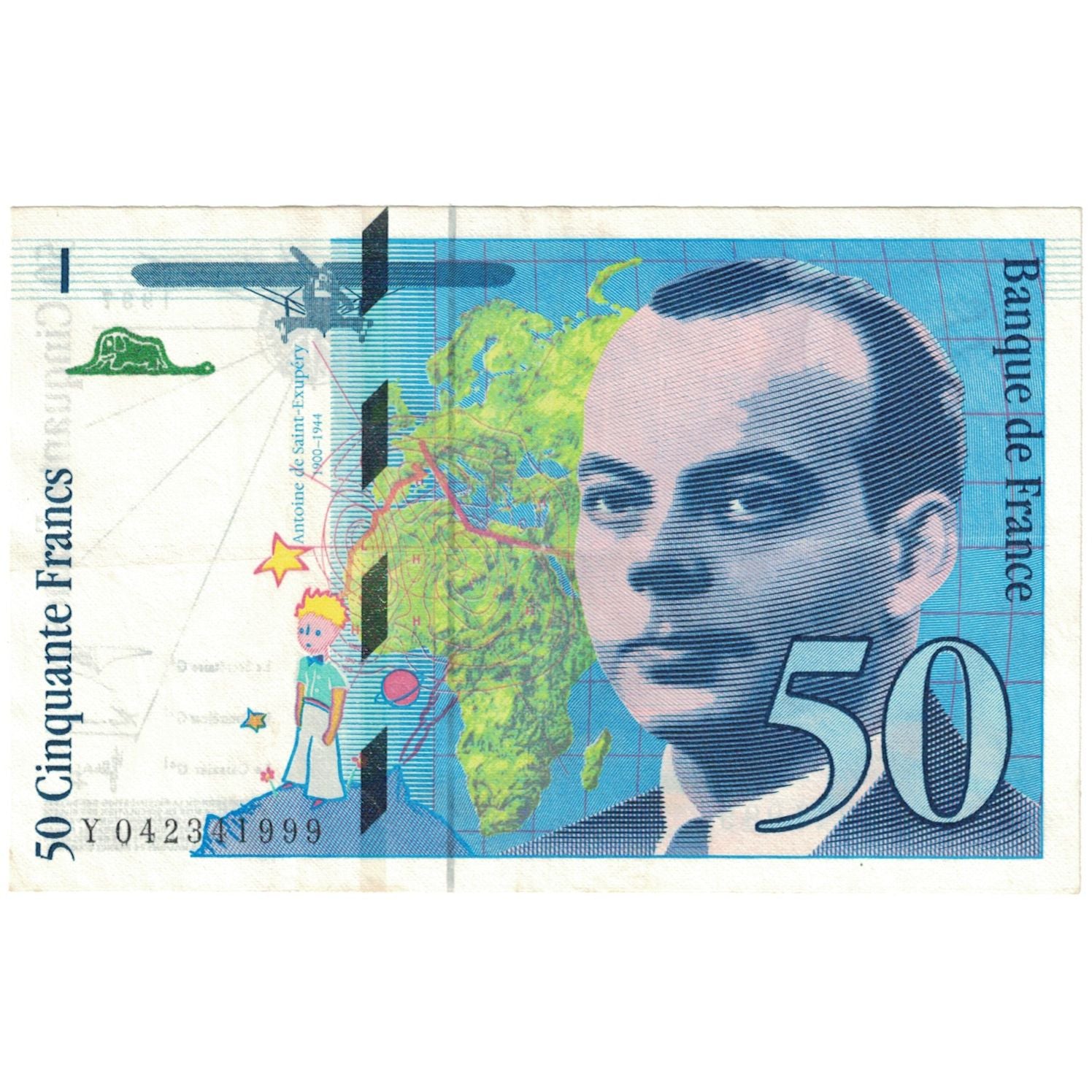 France, 50 Francs, St Exupéry, 1997, Undated (1997), AU(55-58), Fayette:73.4