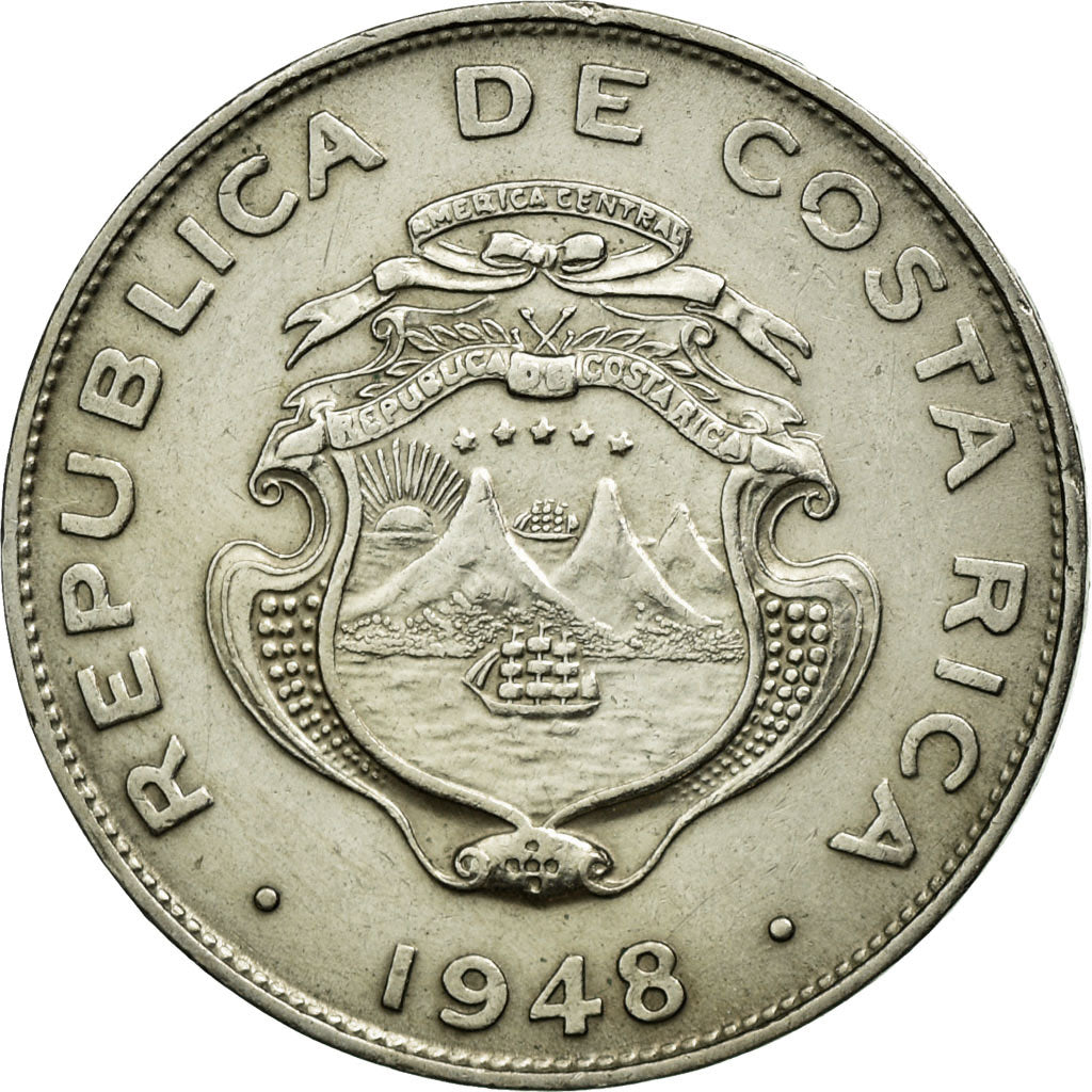Coin, Costa Rica, 25 Centimos, 1948, AU(55-58), Copper-nickel, KM:175