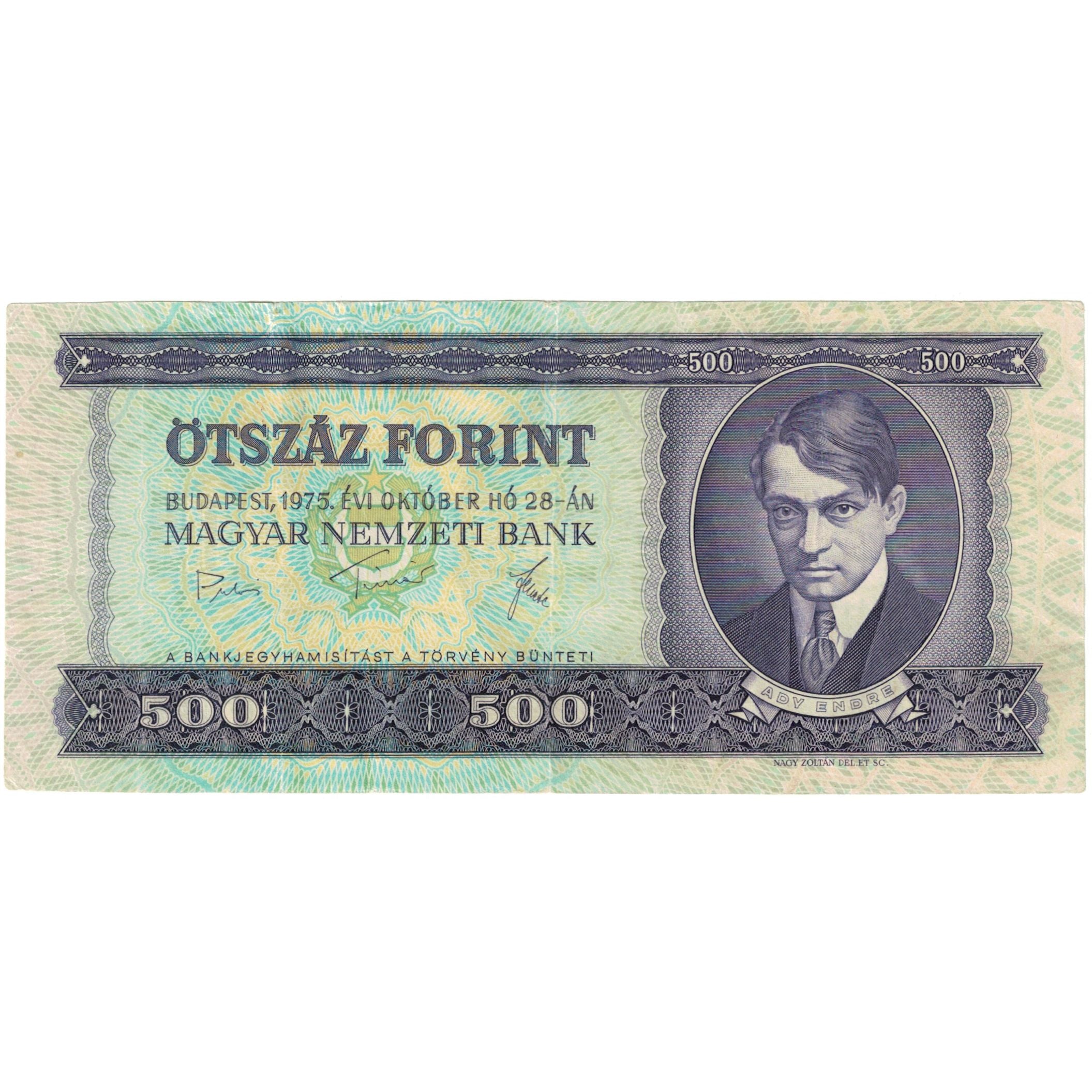 Billet, Hongrie, 500 Forint, 1975, 1975-10-28, KM:172b, TB